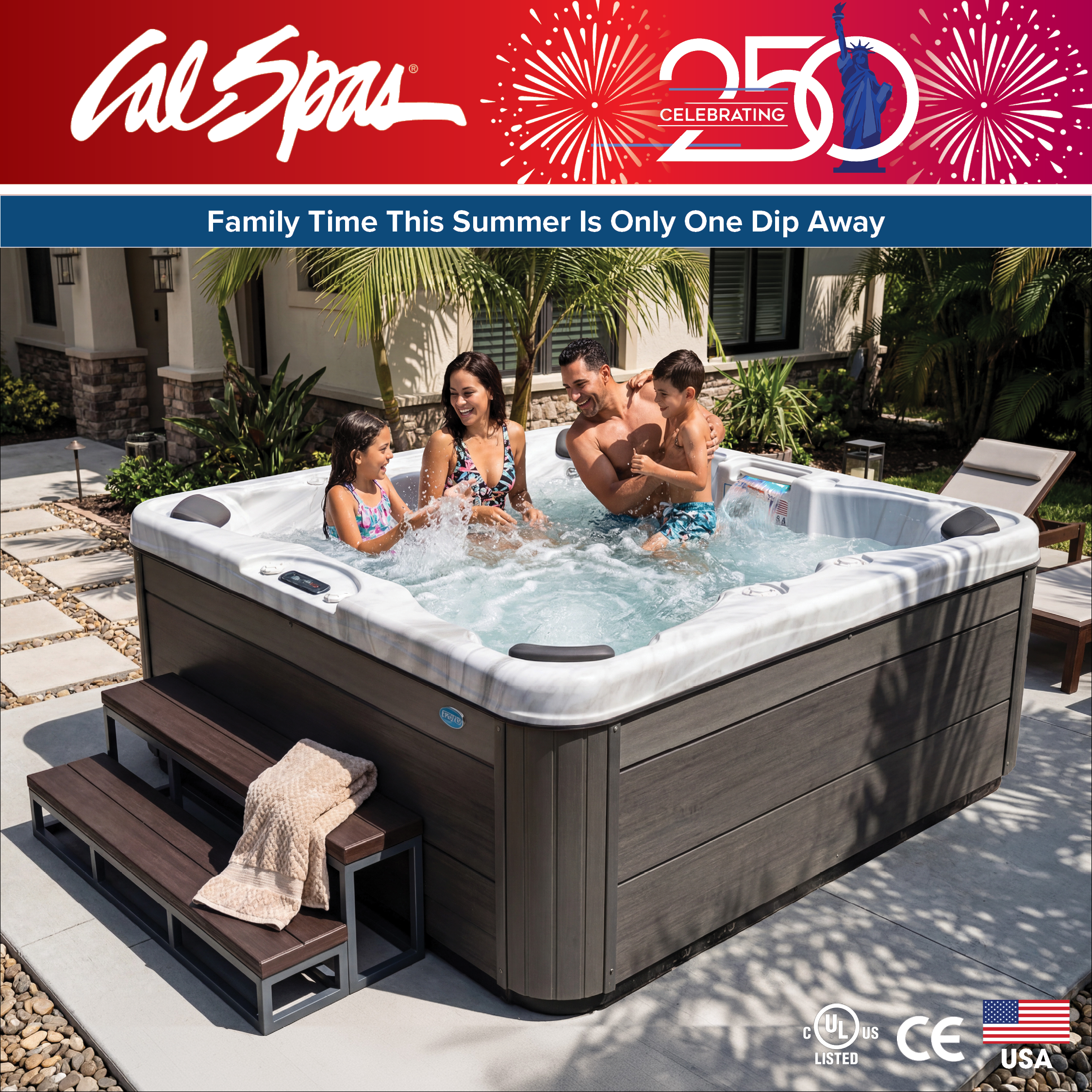 Calspas hot tub being used in a family setting - Jonesboro